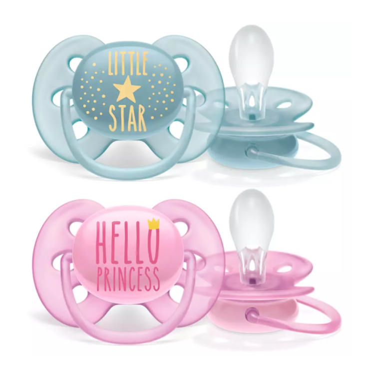 Ultra Soft Succhietto Mixed Hello Princess/Little Star 6-18M Avent 1 Pezzo