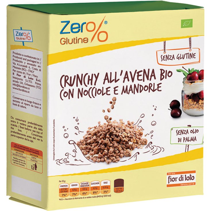Crunchy All'Avena con Nocciole E Mandorle Bio Zer% Glutine Fior Di Loto 375g