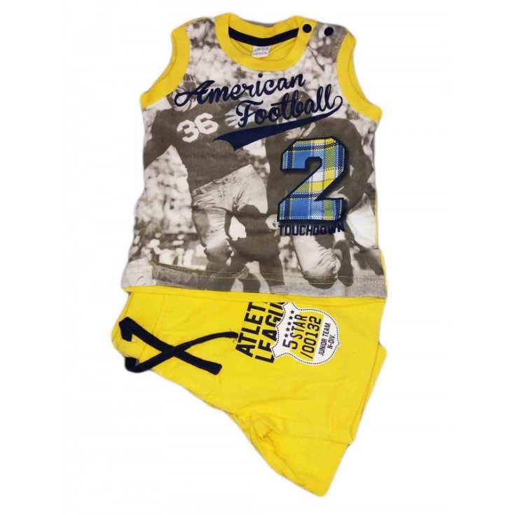 Completo Maglia Canotta Pantaloncino 9M Ellepi Giallo Blu Baby Distribution 1 Pezzo
