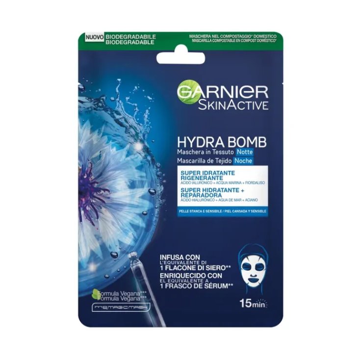 HYDRA BOMB Maschera In Tessuto Trattamento Notte Viso Garnier 28g