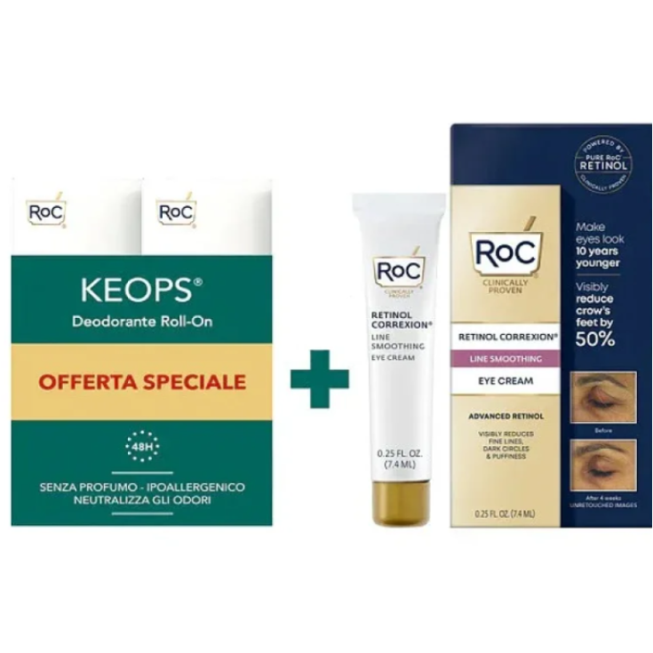 Keops Deo Roll On 48H Bipack + Correxion Line Smoothing Eye Cream RoC 30ml+7,4ml