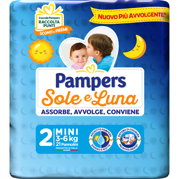 Pannolino Sole & Luna Più Avvolgente Mini Pampers 21 Pezzi