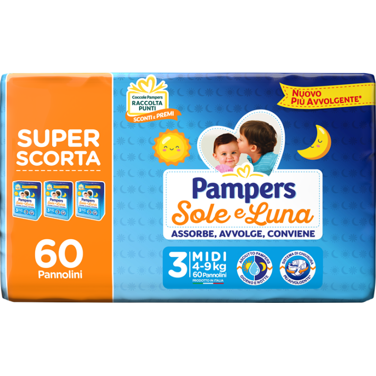 Pannolini Tg.3 Midi Sole&Luna Pampers 60 Pezzi