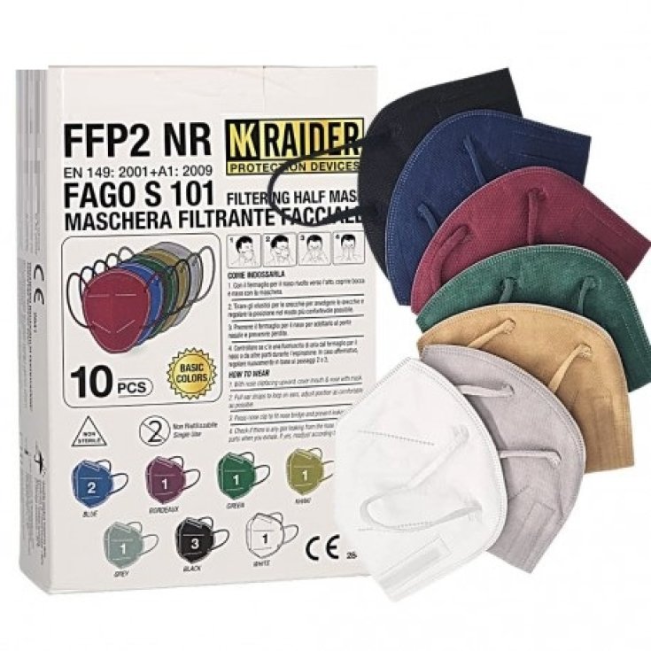  Mascherine FFP2 NR Colorate Fago S 101 NK Raider 10 Pezzi
