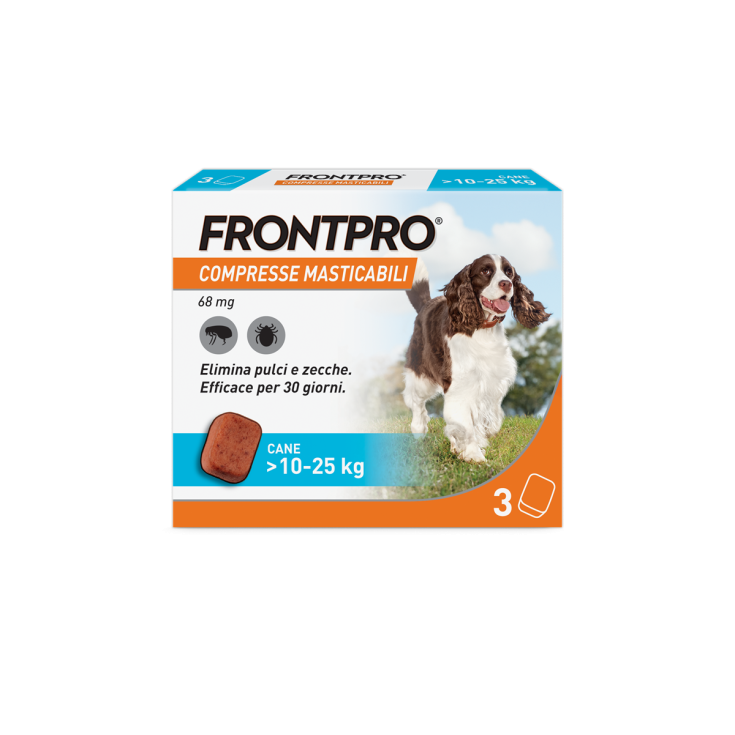 FRONTPRO Cani (10-25Kg), 3 Compresse Antiparassitarie