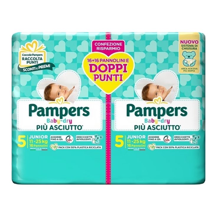 Pannolino Baby Dry Downcount Junior Pampers 32 Pezzi