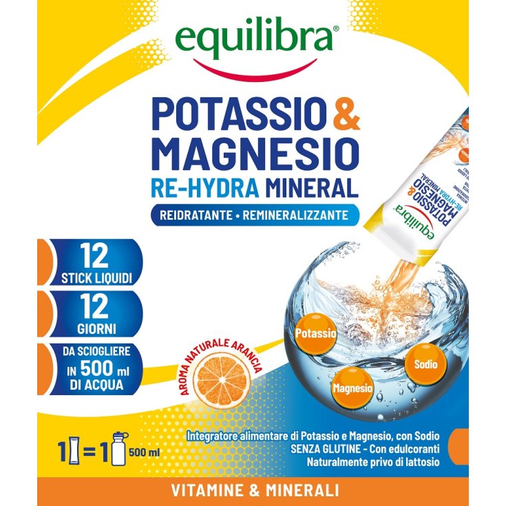 Potassio & Magnesio Re-Hydra Mineral Equilibra® 12 Stick Liquidi