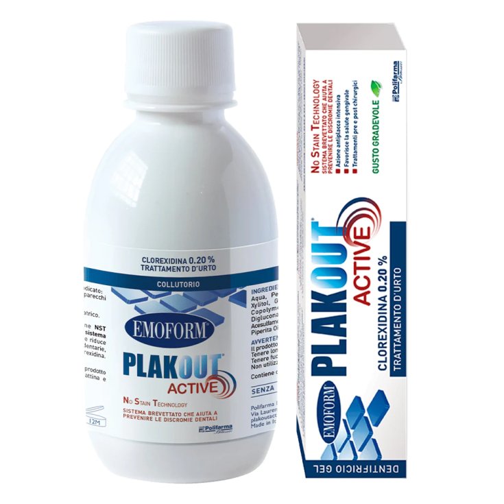 Emoform® Plak Out® Active Clorexidina 0,20% Collutorio 200ml + Dentifricio 75ml