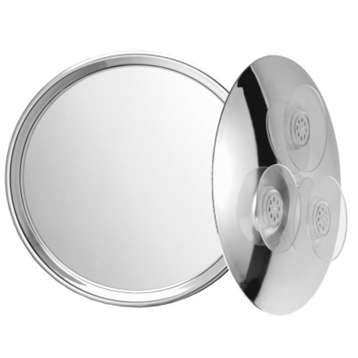 Specchio ingranditore x3 tondo bifacciale da muro cromo D.23. Con