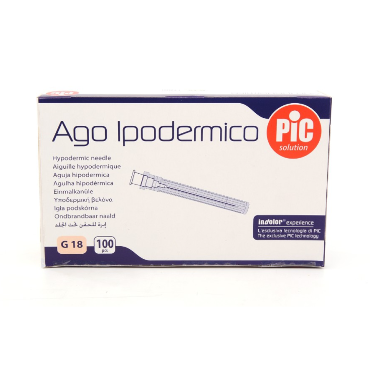 Ago Ipodermico G18 1 1/2 Luer Lock Pic Solutions 100 Pezzi