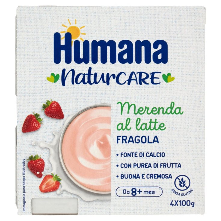 Merenda Al Latte Fragola Humana NaturCare 4x100g