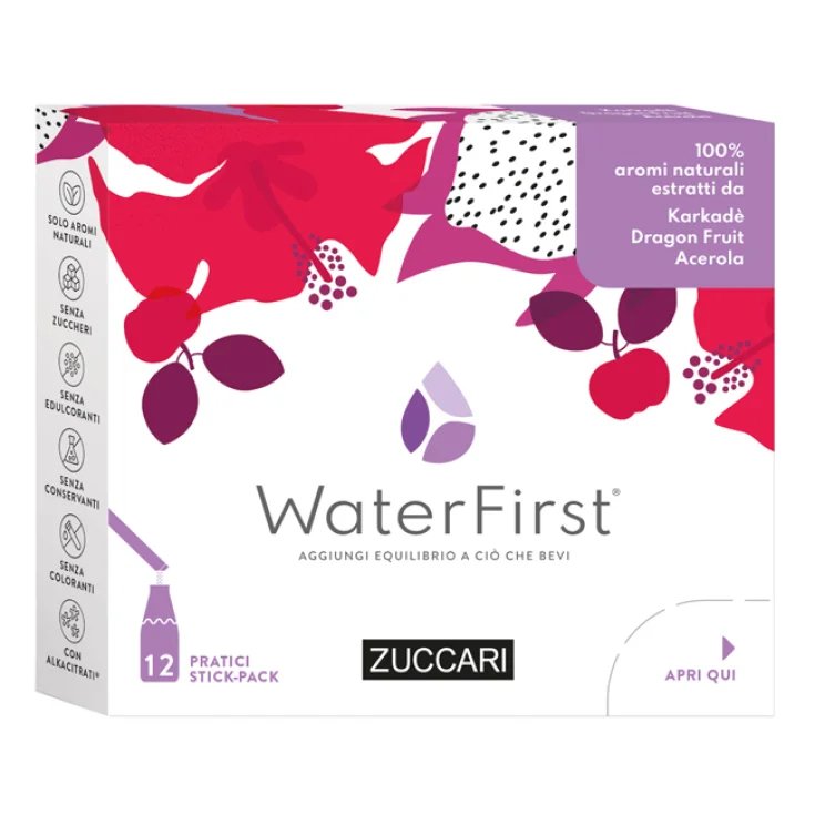 WaterFirst® Karkadè, Dragon Fruit, Acerola ZUCCARI 12 Stick