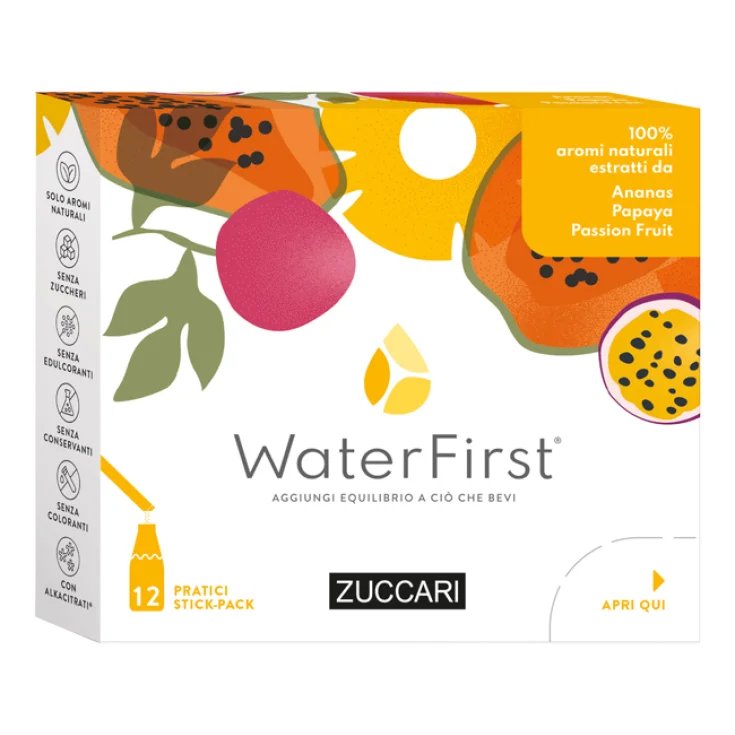 WaterFirst® Ananas, Papaya, Passion Fruit ZUCCARI 12 Stick