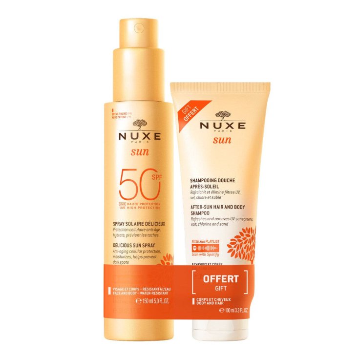 Duo Latte Solare Spray Spf50 + Shampoo Doccia Doposole Nuxe Sun 150ml+100ml