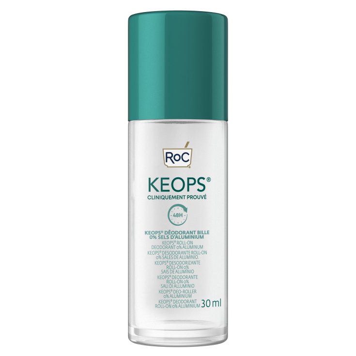 RoC Keops Deodorante Roll-On 0% Alluminio con acido ialuronico, 30 ml