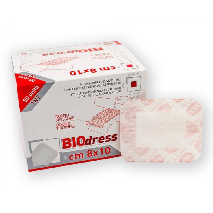 BIOdress 8x10cm Medicazione Adesiva Sterile in TNT 50 Pezzi