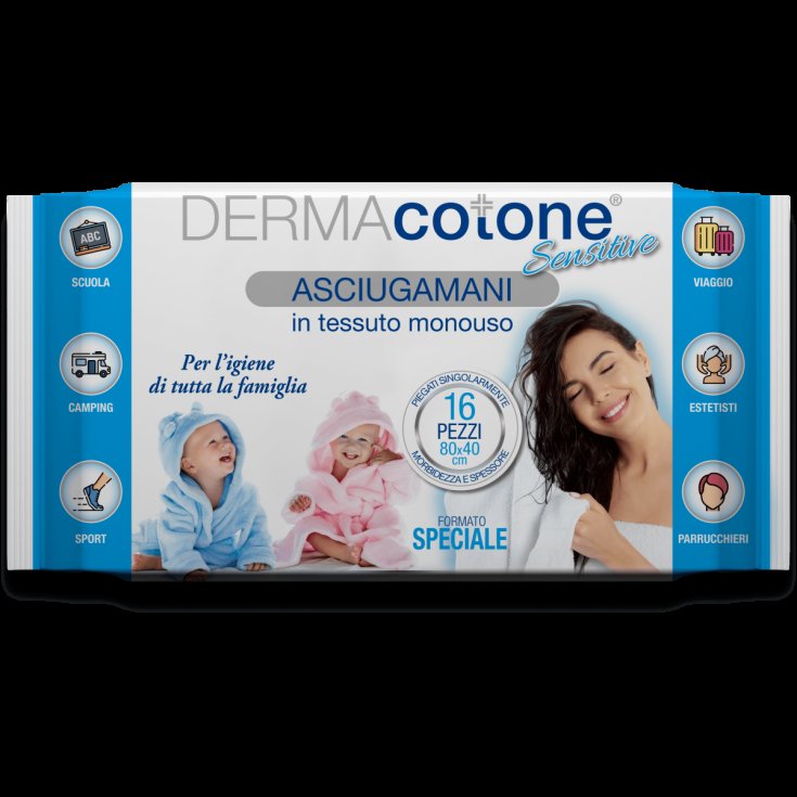 Asciugamani Sensitive XXL 80x40 Dermacotone 16 Pezzi