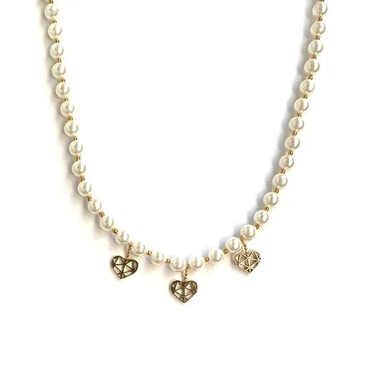 Collana Perle e Cuori Oro Collezione Sisters MyLovly