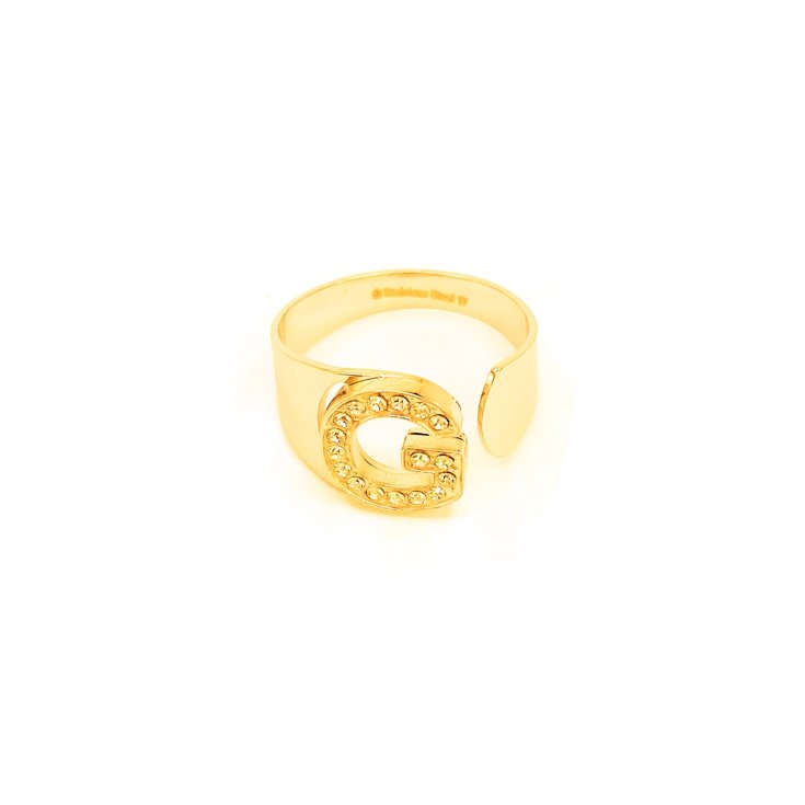 Anello Lettera G Oro Strass Linea ABC MyLovly