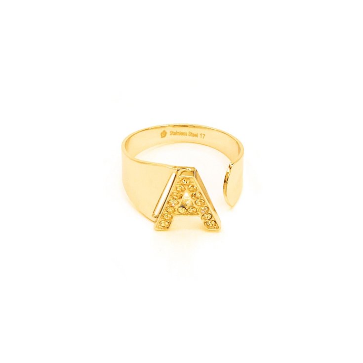 Anello Lettera A Oro Strass Linea ABC MyLovly