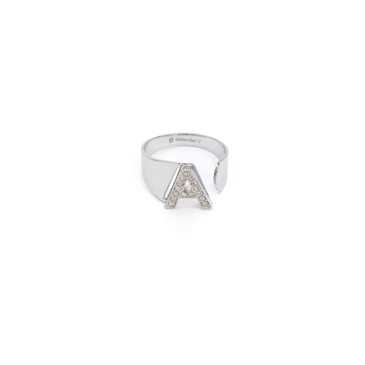 Anello Lettera A Argento Strass Linea ABC MyLovly