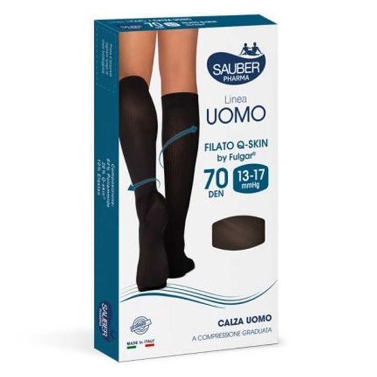 Linea Uomo Calza Qskin 70 Den Gessato Bordeax Nero L/XL Sauber 