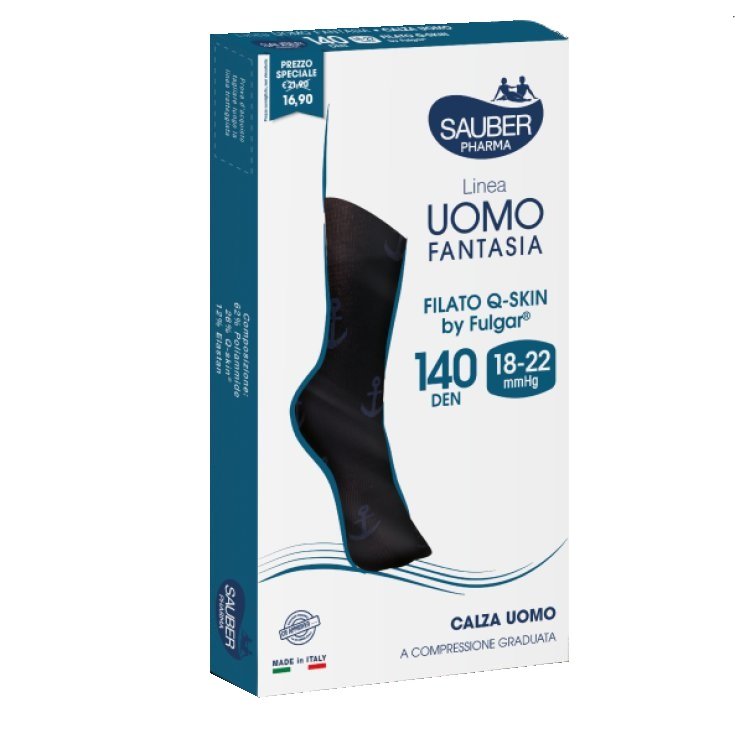 Calza Uomo&nbsp;140 Fantasia Ancore Blu Tg.S/M