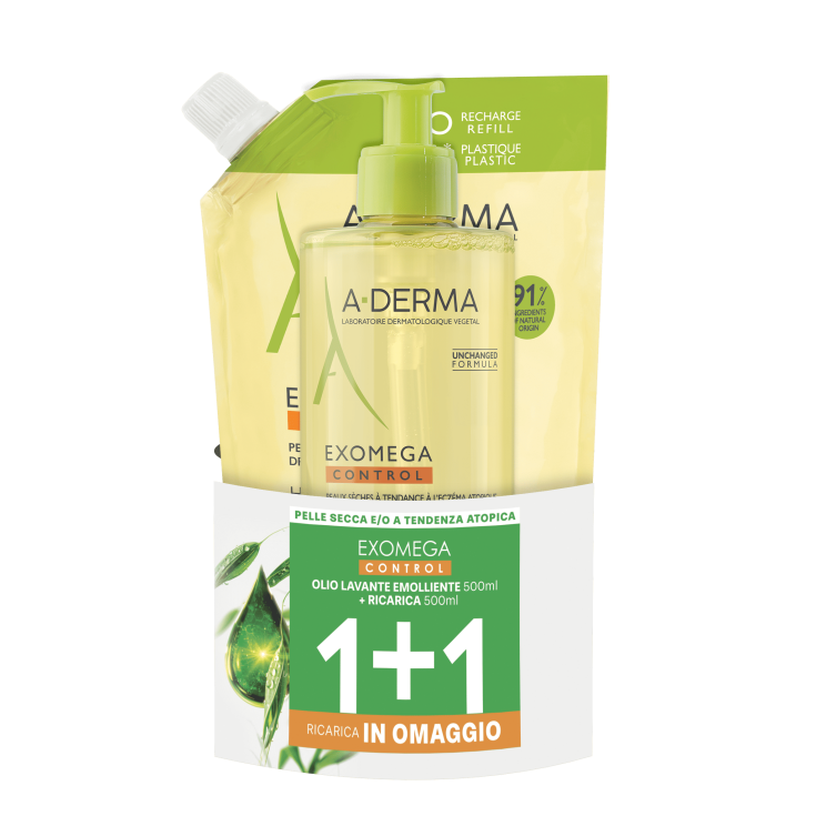 Olio Lavante Emolliente + Ricarica Exomega A•Derma 2x500ml