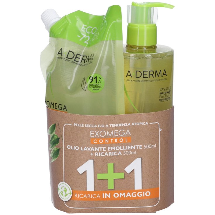 Olio Lavante Emolliente + Ricarica Exomega A•Derma 2x500ml