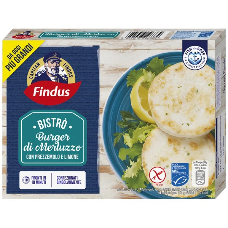 Bistrò Burger Di Merluzzo Con Prezzemolo E Limone Findus 190g