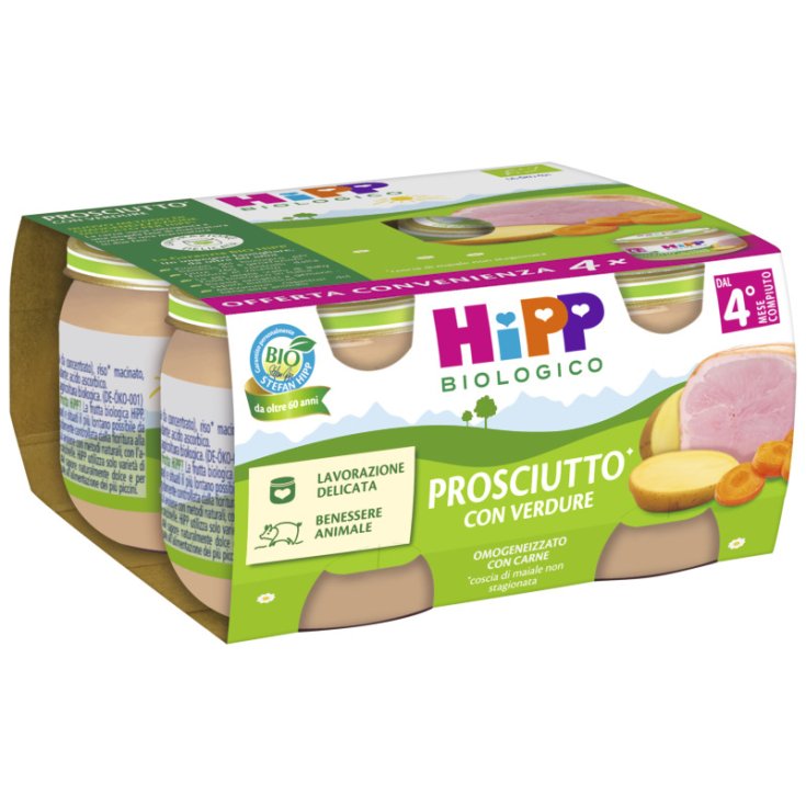 Omogeneizzato di Prosciutto con Verdure HiPP Biologico 4x80g