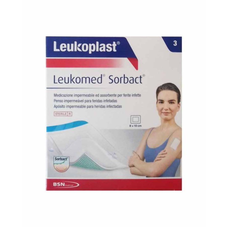 Leukomed Sorbact Medicazione 8x10cm 3 Pezzi