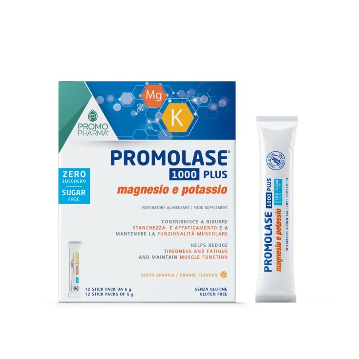 Promolase 1000 Plus Magnesio e Potassio Senza Zucchero 12 Stick