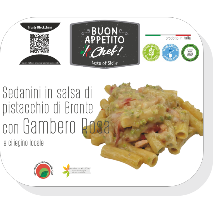 Sedanini In Salsa Di Pistacchio Di Bronte Con Gamberi Rosa Buon Appetito Chef 300g