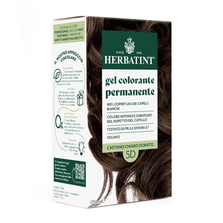 Gel Colorante Permanente 5D Castano Chiaro Dorato Herbatint 170ml