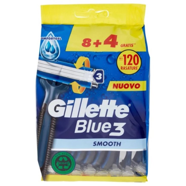 Rasoi Smooth Gillette Blu3 8+4 Pezzi