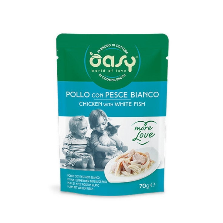 More Love Wet Cat Pollo con Pesce Bianco Oasy 70g