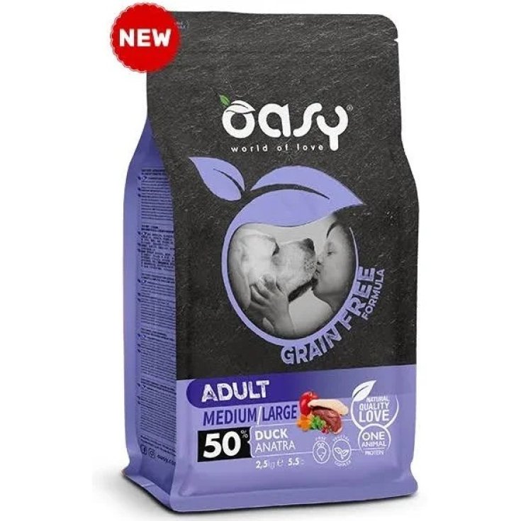 Oasy Grain Free Adult Medium & Large con Anatra per Cani Adulti 2.5Kg