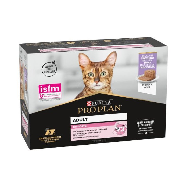 PRO PLAN&reg; DELICATE Gatto Mousse Tacchino Multipack PURINA&reg; 12x85g