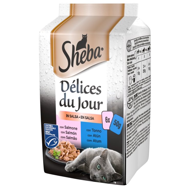 D&eacute;lices Du Jour Salmone E Tonno In Salsa Sheba&reg; 6x50g