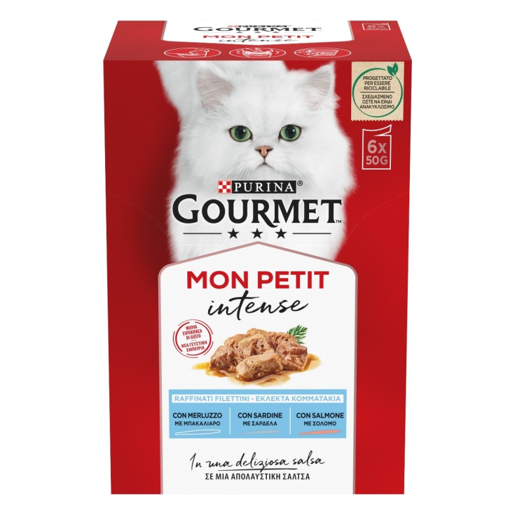 Mon Petit Intense Pesce Merluzzo Salmone Sardine Gourmet&reg; Purina&reg; 6x50g