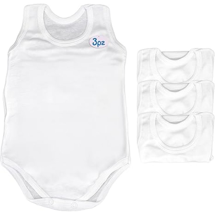 Canotta Bianca Senza Manica Baby Distribution 3 Pezzi