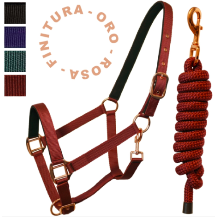 Cavezza Nylon Rose Gold Navy Cob Gianetti Selleria 1 Pezzo