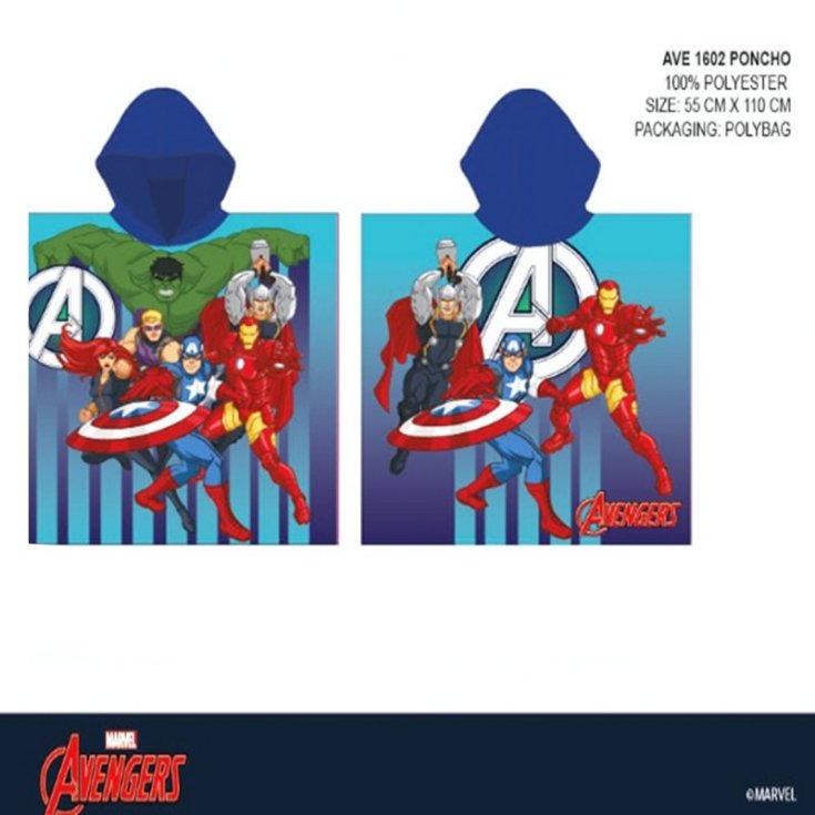 Poncho Accappatoio Telo Mare Bimbo Micro Spugna Avengers