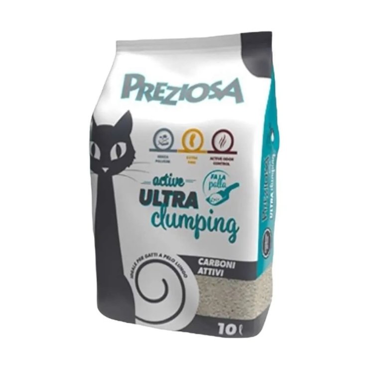 Lettiera Active Ultra Clumping con Carbone Attivo Preziosa 10 Litri Lettiera Active Ultra Clumping con Carbone Attivo Preziosa 10 Litri