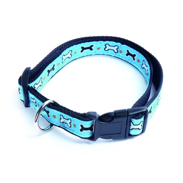 Collare per cani in Nylon Ossicini Azzurro Tg.XS Record