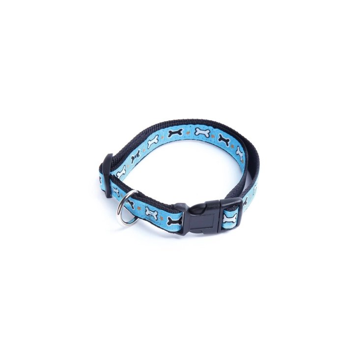 Collare in Nylon Azzurro con Ossicini Tg.M Record