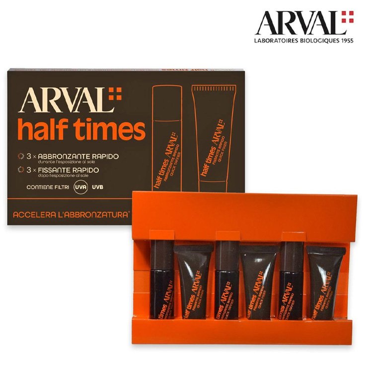 Half Times - Abbronzante Rapido Spf 6 ARVAL 3 fiale abbronzanti + 3 fiale fissante rapido 10ml Half Times - Abbronzante Rapido Spf 6 ARVAL 3 fiale abbronzanti + 3 fiale fissante rapido 10ml
