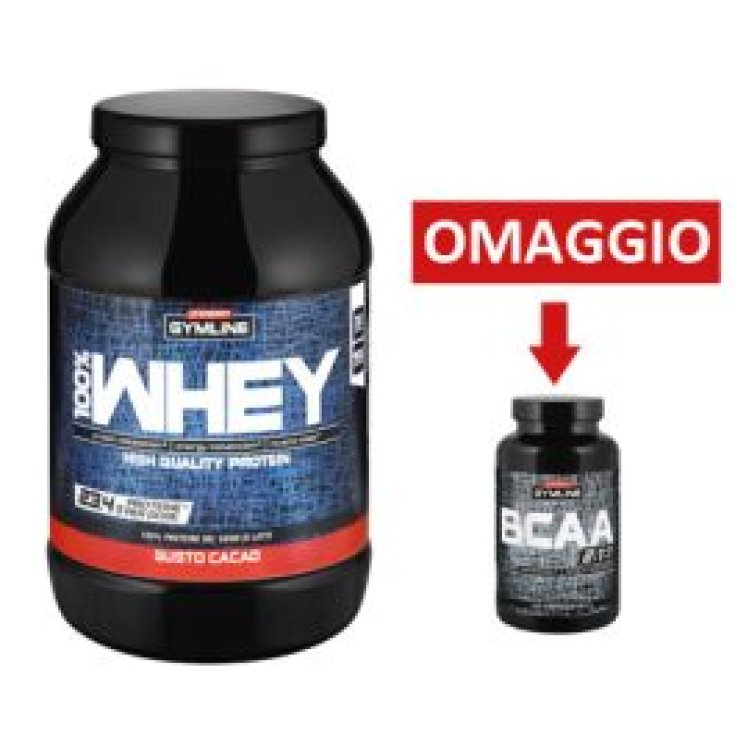 100% Whey Protein Cacao + BCCA 2:1:1 Enervit Gymline 900g+120 Compresse Omaggio