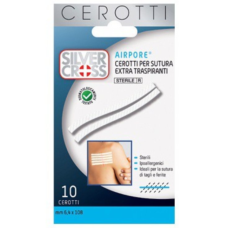 Airpore Cerotti per Sutura 6,4x108mm SilverCross 10 Pezzi
